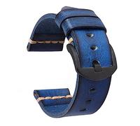 Chlikeyi Bracelet de montre en cuir véritable vintage Bracelet fait main 18-26mm Largeurs Montres Accessoires Bracelets de poignet, bleu 2, 26mm