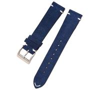 Chlikeyi Bracelet de montre en daim et cuir véritable, 20-22mm, libération rapide, Bleu royal, 20mm