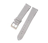 Chlikeyi Bracelet de montre en daim et cuir véritable, 20-22mm, libération rapide, Gris clair, 22mm