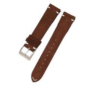 Chlikeyi Bracelet de montre en daim et cuir véritable, 20-22mm, libération rapide, Marron foncé, 20mm