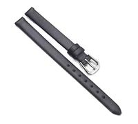 Chlikeyi Bracelet de montre petite taille ultra-mince en cuir souple bracelet de montre véritable femme chaîne de montre plaine 6-12mm, Noir argent, 10 mm