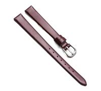 Chlikeyi Bracelet de montre universel en cuir pour femme avec boucle ardillon rouge 6/7/8/9/10mm, Argent rouge, 10 mm