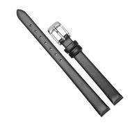Chlikeyi Bracelet de montre universel pour femme petit bracelet en cuir fin, Noir argent, 9 mm