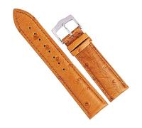 Chlikeyi Bracelets de montre en cuir d'autruche 20/22mm Bracelet de montre en cuir de veau bleu/rouge, Tan-Argent, 22 mm