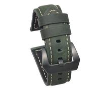 Chlikeyi Bracelets de montre en cuir de vachette pour homme 20-24mm Accessoires de montre Bracelet de remplacement, Vert noir, 24 mm