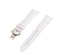 Chlikeyi Bracelets de montre en cuir véritable, 12-24mm, boucle papillon, boucle en acier, Blanc, 14mm