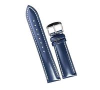 Chlikeyi Bracelets de montre en cuir véritable de vachette 18-22mm accessoires de montre de bracelet de montre vert doux, Bleu blanc, 20 mm