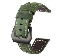 Chlikeyi Bracelets de rechange pour bracelet de montre en cuir 20-24mm, Vert noir, 24 mm