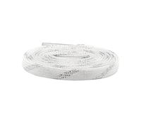 Chlikeyi Lacets plats en sergé métallique bicolore, argent blanc, 140 cm