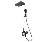 chlisuky Mitigeur de douche complet avec douche à effet pluie, indicateur | Corps en laiton, hauteur réglable de 85 à 120 cm, trois types de jet, pistolet pulvérisateur supplémentaire et pommeau de
