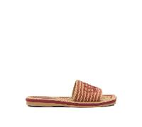 CHLOÉ claquettes en coton et cuir femme rouges - 40