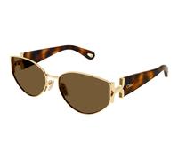 Chloé Femme Chloé CH0260S 002 Lunettes de soleil Métal Or Marron Ronde