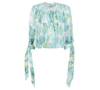 Chloé - Gathered Silk Jacquard Crop Top - Femme - Blouses et Chemises - Multicolore - Taille: 38 FR