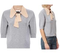 Chloé Gris Chatte Bow Col Laine Et Cachemire Tricoté Pull en Tricot S