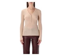 Chloé - Henley Shirt in Merino Wool - Femme - Pulls - Rose - Taille: 40 FR