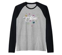 Chloe - Joli prénom de Fille avec des Papillons colorés Manche Raglan
