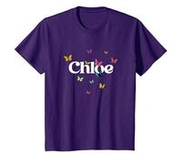 Chloe - Joli prénom de Fille avec des Papillons colorés T-Shirt, Enfant, Violet, 2 Ans