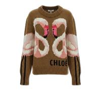 Chloé - Pull ras du cou avec logo - Femme - Pulls - Brun - Taille: 36 FR