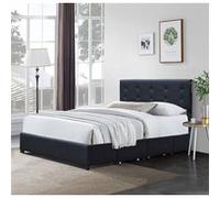 chloe Solide et Confortable Lit 140x190 avec Sommier avec 4 tiroirs+Tete de lit Couleur NOIR Noir G