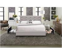 chloe Solide et Confortable Lit 140x200 avec Sommier avec 4 tiroirs+Tete de lit Couleur GRIS