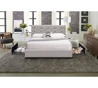 chloe - Solide et Confortable Lit 160x200 avec Sommier avec 4 tiroirs + Tete de lit Couleur GRIS + Pieds en 4 cm - 2 x 13 Lattes - revetement PVC Simili facile d'entretien - Montage Rapide et Facile