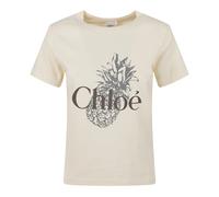 Chloé - T-shirt col rond avec impression ananas - Femme - Tops - Beige - Taille: 36 FR