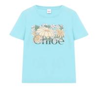 Chloé - T-shirt logo coupe bébé - Femme - Tops - Bleu - Taille: 36 FR