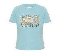 Chloé - T-shirt logo coupe bébé - Femme - Tops - Bleu - Taille: 36 FR