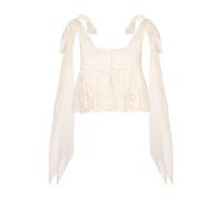 Chloé - Top à nouettes en broderie anglaise - Femme - Tops - Blanc - Taille: 36 FR