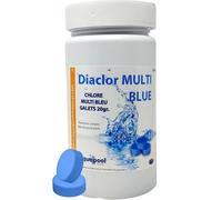 Chlore Multi Blue Pastilles de 20g Multifonctions - Traitement Tout-en-Un pour Piscine - Désinfectant, Algicide, Stabilisant, Clarifiant - Maintient l'eau Transparente et cristalline (1KG)
