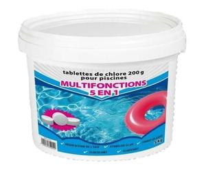 Chlore multifonctions - BSI - 5 en 1 - Action longue durée - Dissolution lente - Idéal pour piscine et spa - Galets 200g - 5kg
