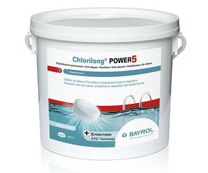 Chlorilong Power 5 Bayrol - chlore lent multiactions - Seau de 5 kg