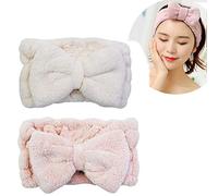 Chloven Lot de 2 bandeaux élastiques réglables en microfibre avec nœud papillon pour le maquillage du visage - Pour spa, yoga, sport, douche - Pour filles et femmes (Type 2)