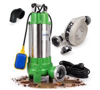 CHM GmbH® Pompe à eaux usées 2,2 kW 42 000 l/h Pompe à fèces avec mécanisme de coupe et tuyau de 20 m