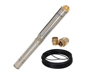 CHM GmbH® Pompe pour puits profonds 3,5" 750 W 6300 l/h Pression 6,1 bar Pompe de puits Pompe citerne avec câble de 20 m 5 % compatible avec le sable