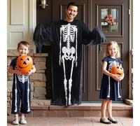 Chmentnanza Déguisement Halloween Adulte Robe Squelette - Costume Mort Phosphorescent UniSexe + Accessoires Offerts