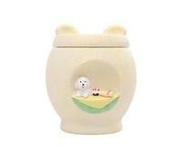 Chmentnanza Urne Mémoire Chiot - Céramique Douce Souvenir, Relief Chien Blanc & Oreilles Émotion