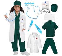 CHMMY Déguisement Docteur Enfant, Malette Docteur Enfant à Partir de 3 ans avec Stéthoscope Enfant, Thermomètre, Kit Docteur Jouet Docteur Deguisement Carnaval pour Enfant Garçon Fille