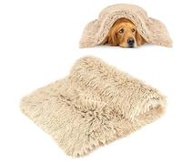 CHMMY Moelleuses Peluche Couvertures pour Chiens Chat Tapis Double Face Lavable Doux et Chauds Comfortable Housse Animaux de Compagnie Chien Canapé-lit (Beige L:75 * 100 cm)