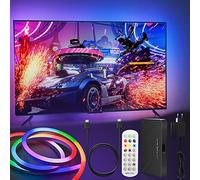 CHMMY TV Rétroéclairage RGBIC Neon Rubans LED 4m HDMI 2.0 Sync Box DIY Bande Lumineuse à Changement de Couleur pour TV 32-100 Pouces et PC pour Plafond, Cuisine, Jeux
