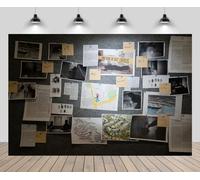 CHNBGPRO Toile de fond de 1,5 x 1 m pour suspects de scène de crime - Fil blanc - Thème espion - Indices - Pour mission secrète - Décoration pour cabine photo - Accessoires de studio