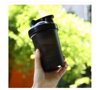 CHNLML Bouteille shaker protéinée de 400 ml avec boule de mélange, anti-fuite, sans BPA, pour salle de sport, entraînement, mélangeur de jus (corps noir/noir, 400 ml - 1 bouteille)