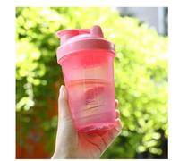 CHNLML Bouteille shaker protéinée de 400 ml avec boule de mélange, anti-fuite, sans BPA, pour salle de sport, entraînement, mélangeur de jus (corps rose/rose, 400 ml - 1 bouteille)