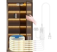CHNMALITAI 12V COB Bande lumineuse LED,6 Pcs 2M chaud blanc Cob a mené bande avec porte ouverte Kit de capteur de contrôle de mouvement pour l'éclairage de cuisine de vitrine de cabinet