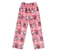 Chnnamzu Pantalon Pyjama Femme, Bas De Pyjama Femme Flanelle Polaire Chaud et Doux Confort Cartoon Chat Anime Imprimé Kawaii Pantalon de Pyjama Pas Cher Décontracté Maison Lounge Pantalons