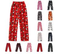 Chnnamzu Pantalon Pyjama Femme Flanelle - Bas de Pyjama Polaire Chaud et Doux Confort Cartoon Chat Anime Imprimé Kawaii Mode Décontracté Vêtements de Nuit Pantalons pour Maison Lounge