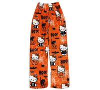 Chnnamzu Pantalon Pyjama Femme Flanelle Bas de Pyjamas Filles Polaire Chaud et Doux Confort Cartoon Chat Anime Imprimé Kawaii Mode Décontracté Maison Lounge Pantalons Pour Femmes Automne et Hiver
