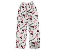 Chnnamzu Pantalon Pyjama Femme Flanelle Bas de Pyjamas Filles Polaire Chaud et Doux Confort Cartoon Chat Anime Imprimé Kawaii Mode Décontracté Maison Lounge Pantalons Pour Femmes Automne et Hiver