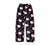 Chnnamzu Pantalon Pyjama Femme Flanelle Bas de Pyjamas Filles Polaire Chaud et Doux Confort Cartoon Chat Anime Imprimé Kawaii Mode Décontracté Maison Lounge Pantalons pour Femmes Automne et Hiver