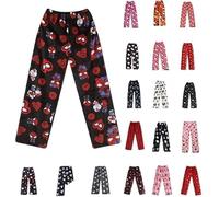 Chnnamzu Pantalon Pyjama Femme Flanelle Bas de Pyjamas Polaire Chaud et Doux Très Confortable Anime Dessin Animé Y2K Kawaii Décontracté pour La Maison Lounge Pantalon de Pyjama